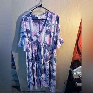 Women’s Loralette Purple and Pink Tie-Dye Dress Size 22/24